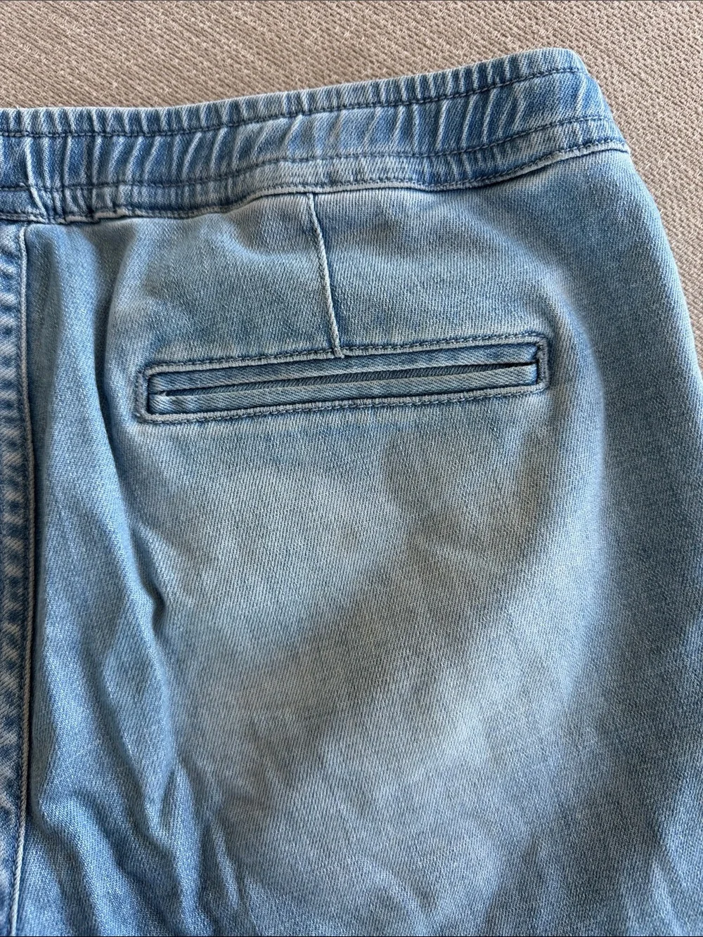 Five Four Light Blue Distressed Denim Hybrid Drawstring Shorts